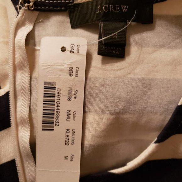 J. Crew Navy White Striped Ruffle 3/4 Sleeve Peplum Shirt Top SZ M NWT - Picture 4 of 8